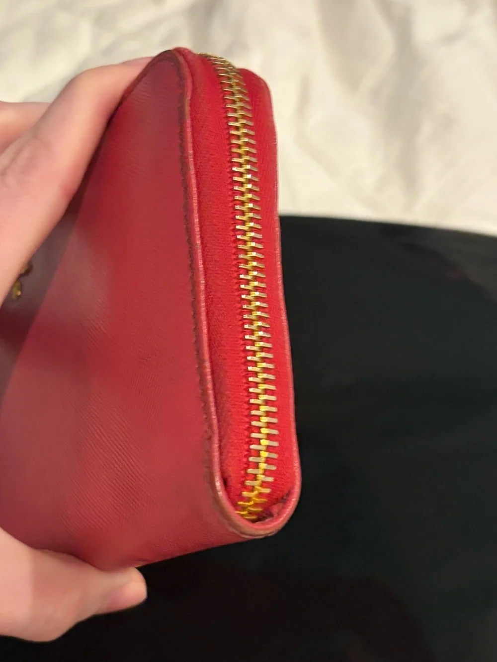 Prada Pink Saffiano Leather Metal Lettering Zip-Around Long Wallet